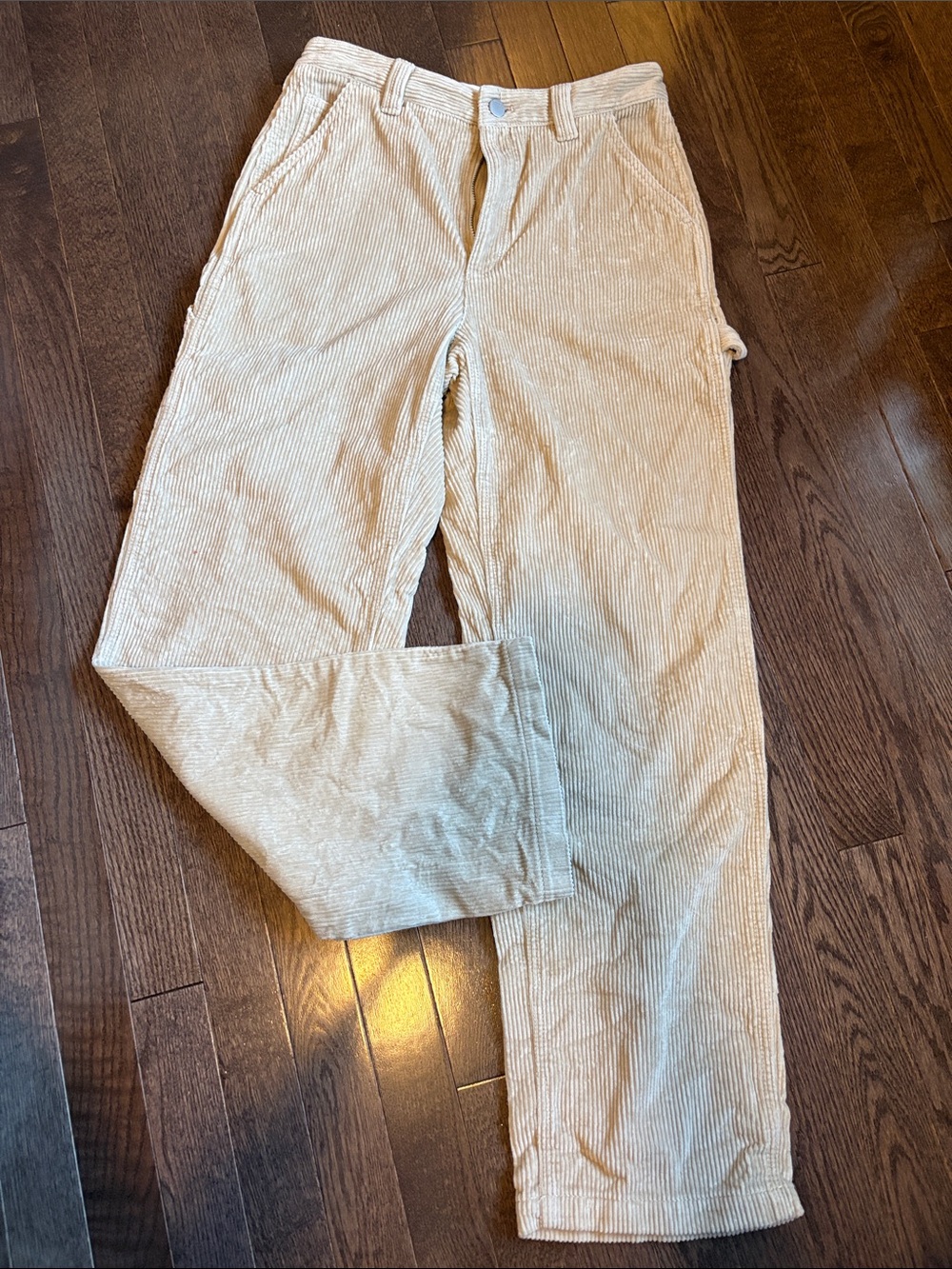 Aritzia Cream Wide-Leg Corduroy Pants